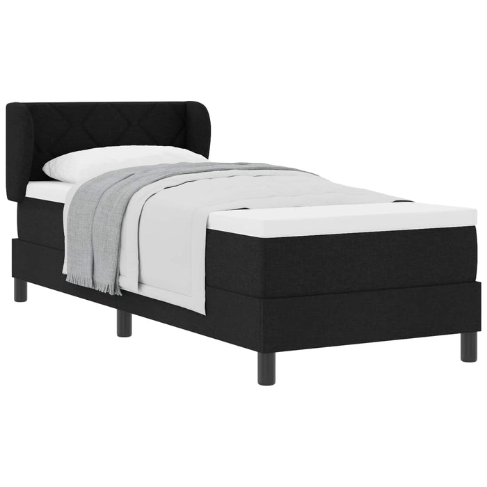 Pat cu arcuri cu saltea cu headboard Negru 80 x 200 cm țesătură - WALTI WALTI