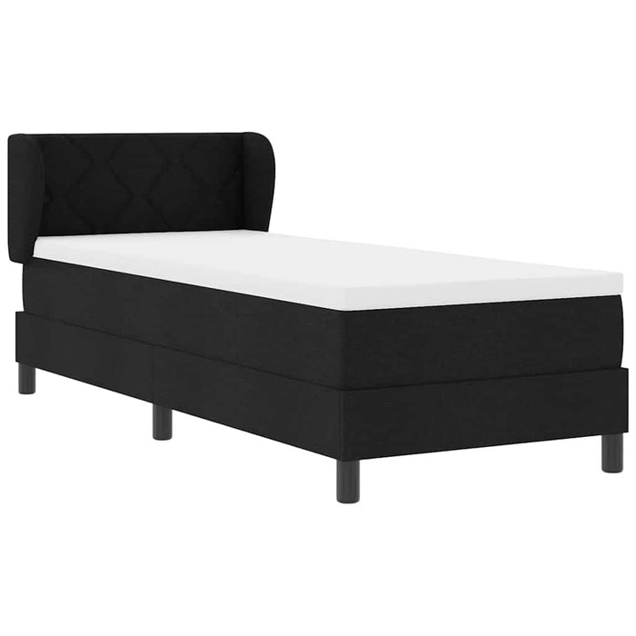 Pat cu arcuri cu saltea cu headboard Negru 80 x 200 cm țesătură - WALTI WALTI
