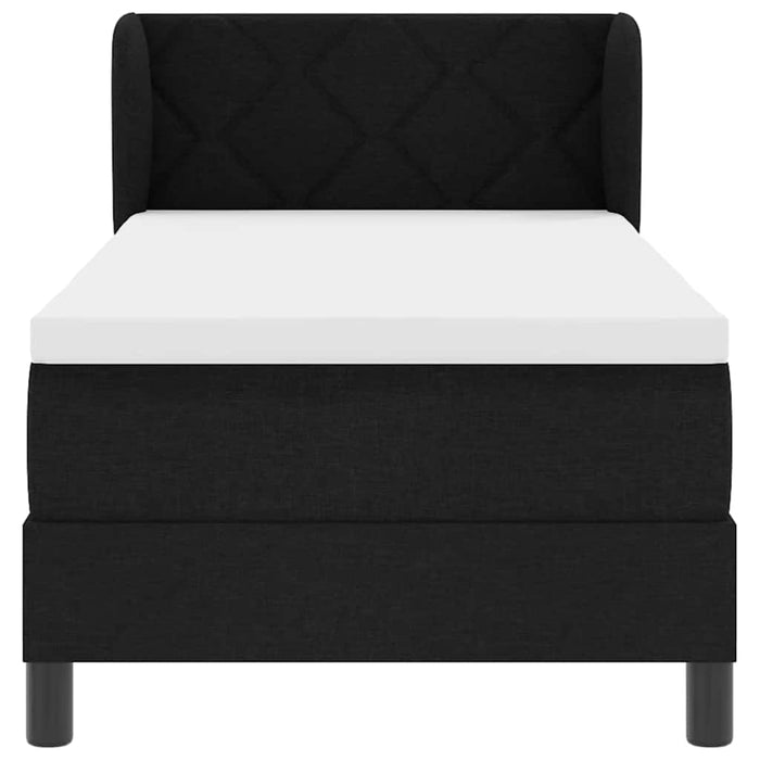 Pat cu arcuri cu saltea cu headboard Negru 80 x 200 cm țesătură - WALTI WALTI