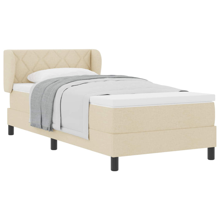 Pat cu arcuri cu headboard Crem 90 x 200 cm țesătură WALTI