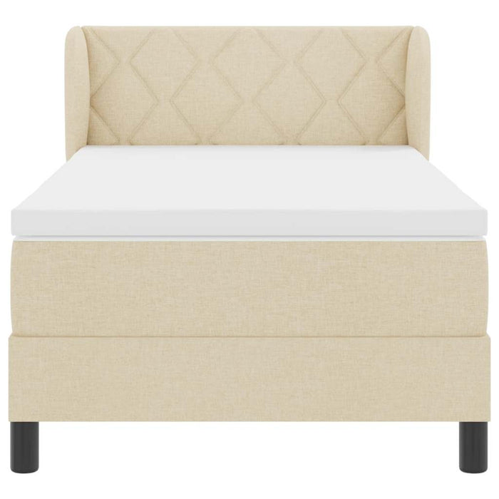 Pat cu arcuri cu headboard Crem 90 x 200 cm țesătură WALTI