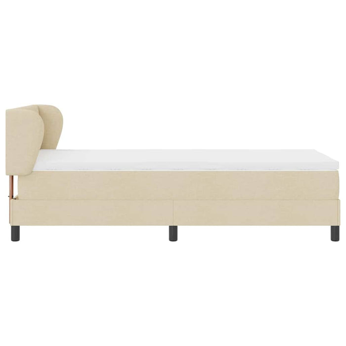 Pat cu arcuri cu headboard Crem 90 x 200 cm țesătură WALTI