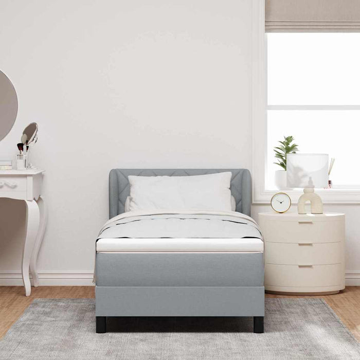 Pat cu arcuri cu headboard Gri deschis 100 x 200 cm țesătură WALTI