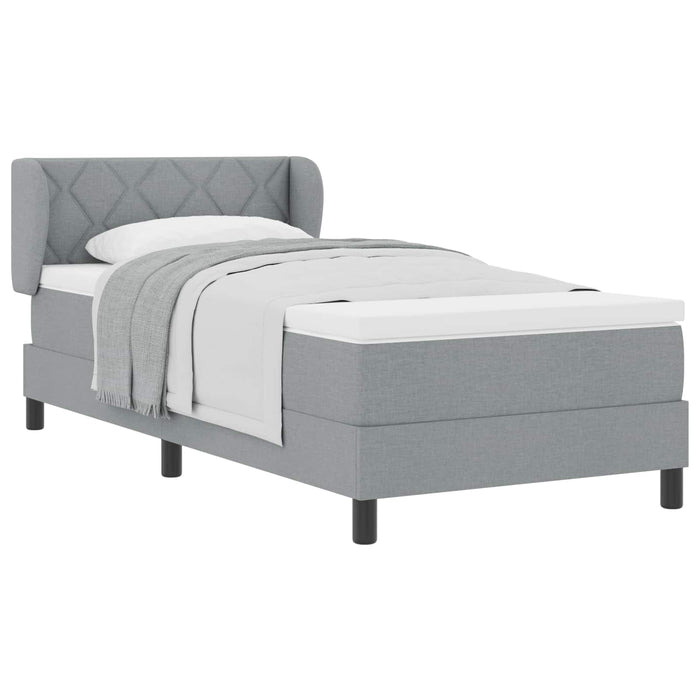 Pat cu arcuri cu headboard Gri deschis 100 x 200 cm țesătură WALTI