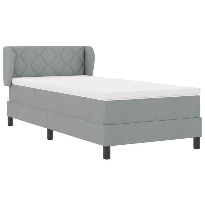 Pat cu arcuri cu headboard Gri deschis 100 x 200 cm țesătură WALTI