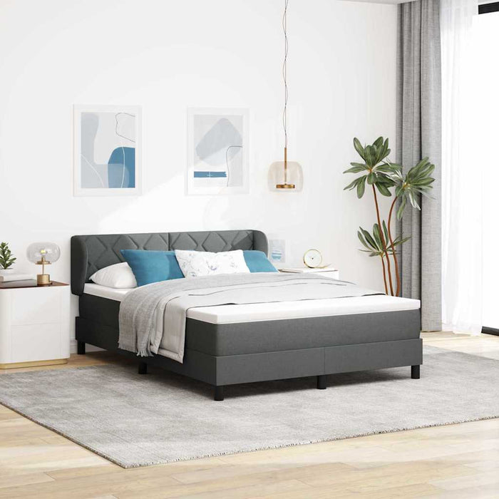 Pat cu arcuri cu headboard Gri închis 140 x 190 cm țesătură - WALTI WALTI