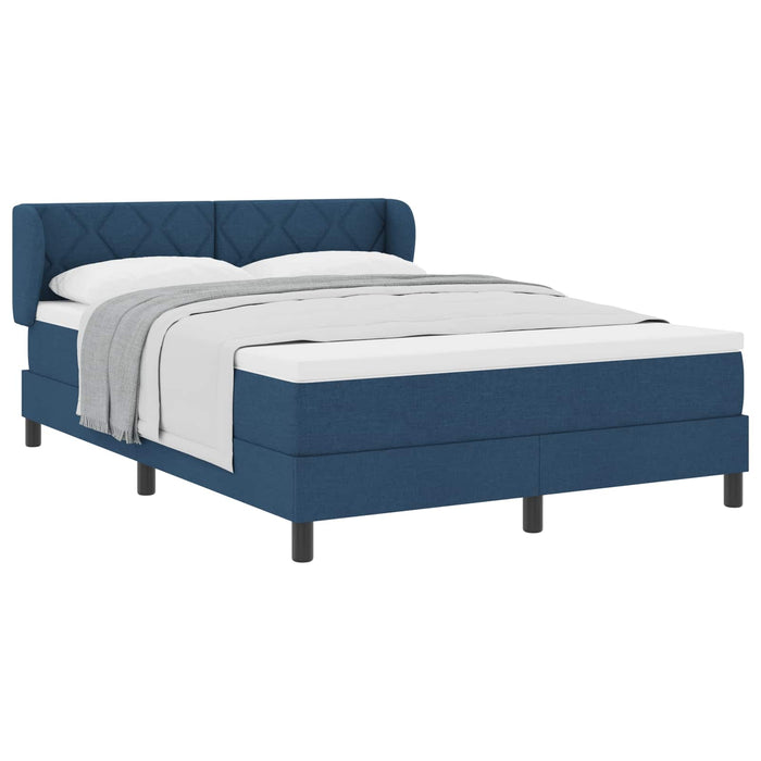 Pat cu arcuri cu headboard albastru 140 x 190 cm țesătură WALTI