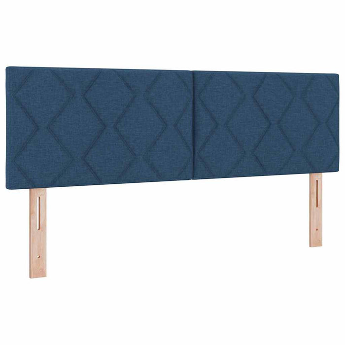 Pat cu arcuri cu headboard albastru 140 x 190 cm țesătură WALTI