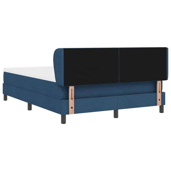 Pat cu arcuri cu headboard albastru 140 x 190 cm țesătură WALTI