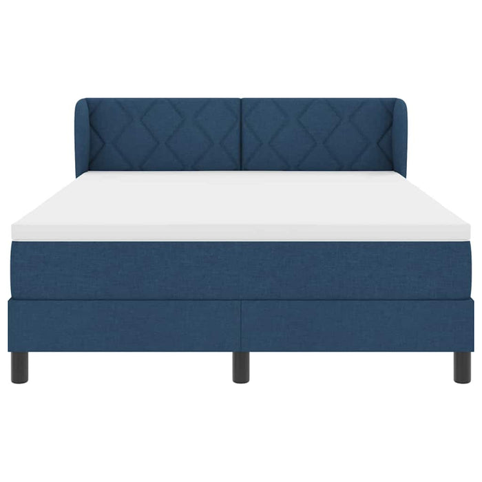 Pat cu arcuri cu headboard albastru 140 x 190 cm țesătură WALTI