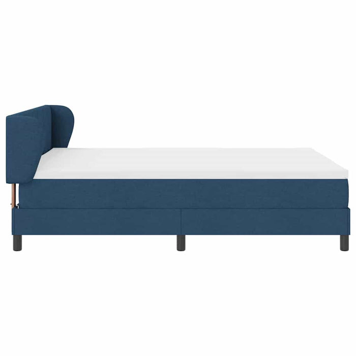 Pat cu arcuri cu headboard albastru 140 x 190 cm țesătură WALTI