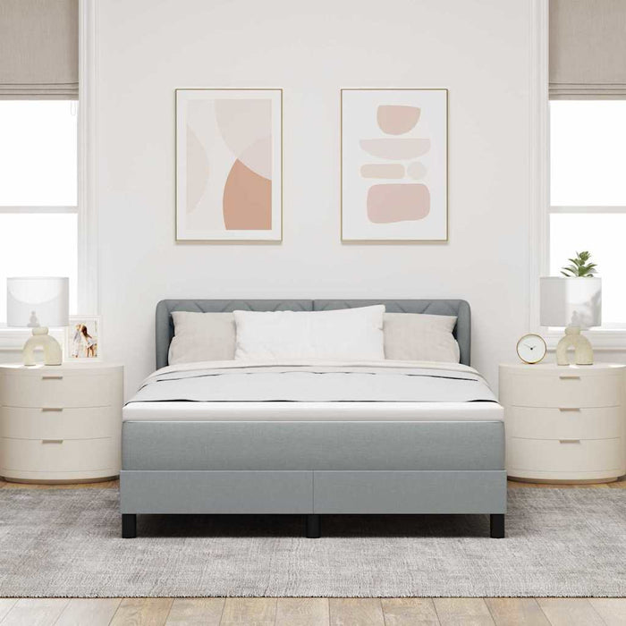 Pat cu arcuri cu headboard Gri deschis 140 x 200 cm țesătură - WALTI WALTI
