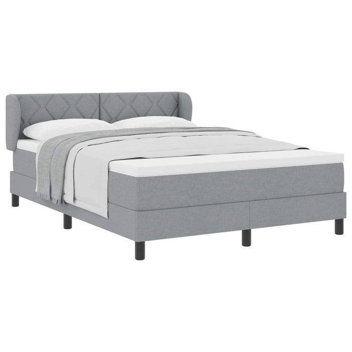 Pat cu arcuri cu headboard Gri deschis 140 x 200 cm țesătură - WALTI WALTI