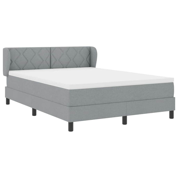 Pat cu arcuri cu headboard Gri deschis 140 x 200 cm țesătură - WALTI WALTI