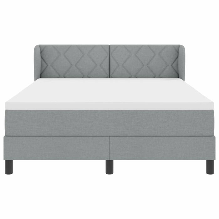 Pat cu arcuri cu headboard Gri deschis 140 x 200 cm țesătură - WALTI WALTI