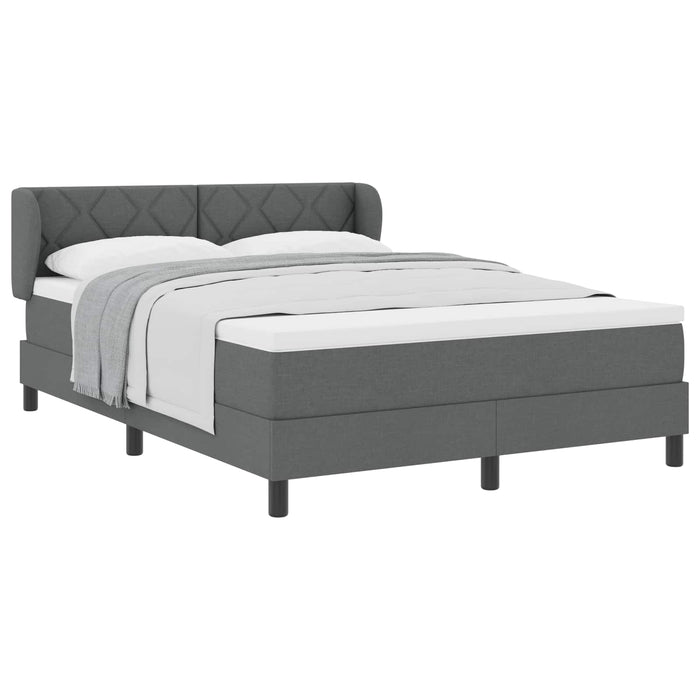 Pat cu arcuri cu headboard Gri închis 140 x 200 cm țesătură WALTI