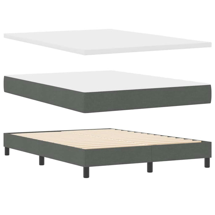 Pat cu arcuri cu headboard Gri închis 140 x 200 cm țesătură WALTI