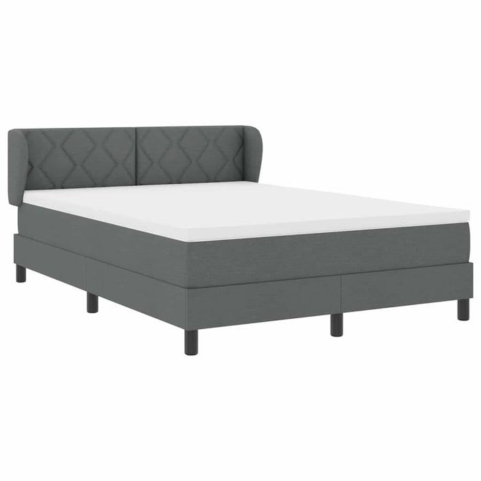 Pat cu arcuri cu headboard Gri închis 140 x 200 cm țesătură WALTI