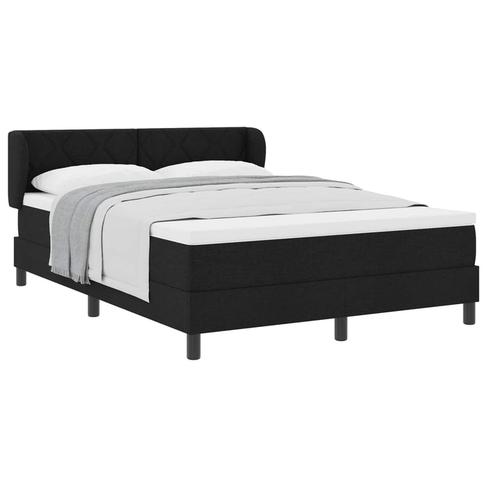 Pat cu arcuri cu headboard Negru 140 x 200 cm țesătură WALTI