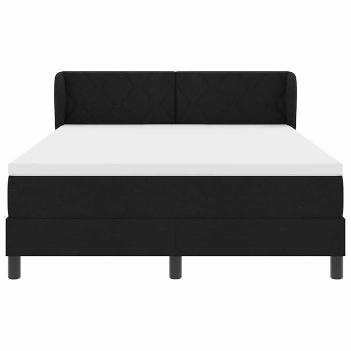 Pat cu arcuri cu headboard Negru 140 x 200 cm țesătură WALTI