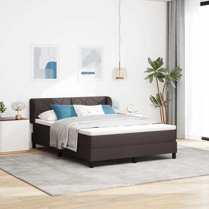 Pat cu arcuri cu headboard Maro închis 140 x 200 cm țesătură WALTI