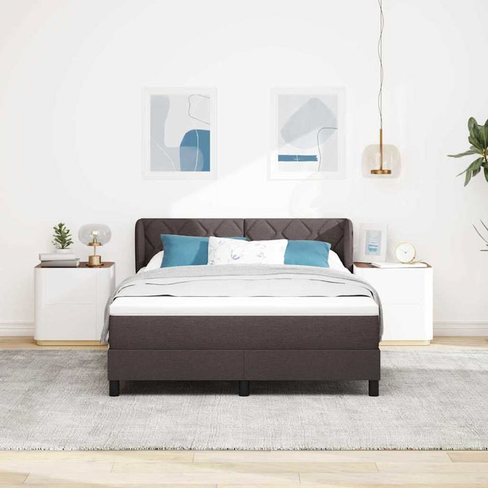 Pat cu arcuri cu headboard Maro închis 140 x 200 cm țesătură WALTI