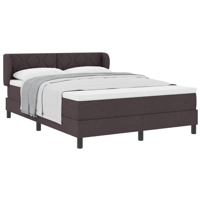 Pat cu arcuri cu headboard Maro închis 140 x 200 cm țesătură WALTI