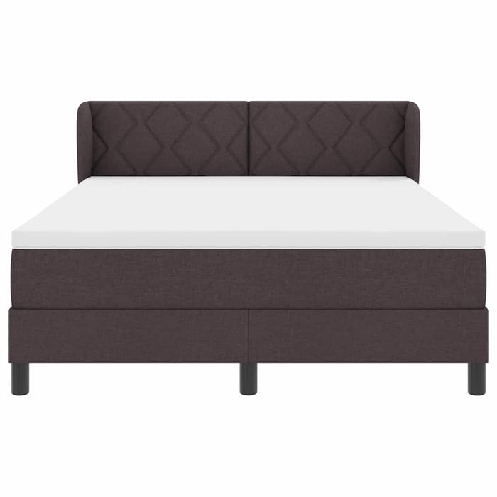 Pat cu arcuri cu headboard Maro închis 140 x 200 cm țesătură WALTI