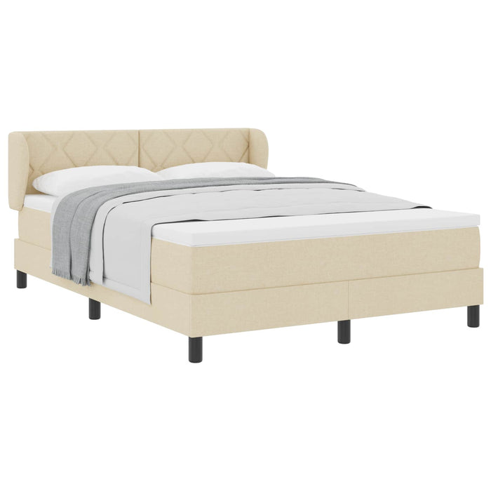 Pat cu arcuri cu headboard Crem 140 x 200 cm țesătură WALTI