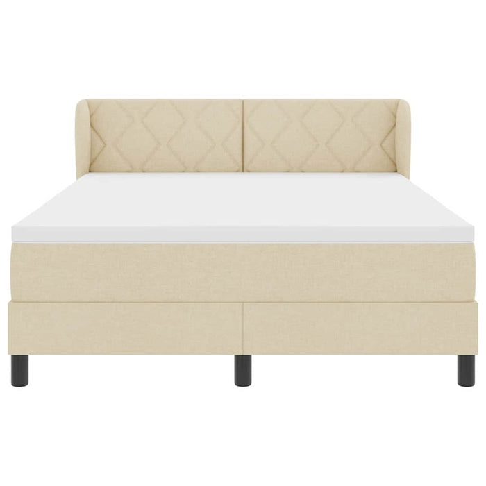 Pat cu arcuri cu headboard Crem 140 x 200 cm țesătură WALTI