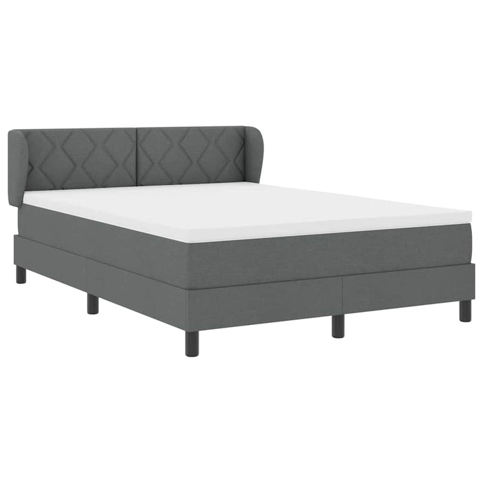 Pat cu arcuri cu headboard Gri închis 160 x 200 cm țesătură WALTI