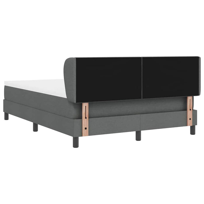 Pat cu arcuri cu headboard Gri închis 160 x 200 cm țesătură WALTI