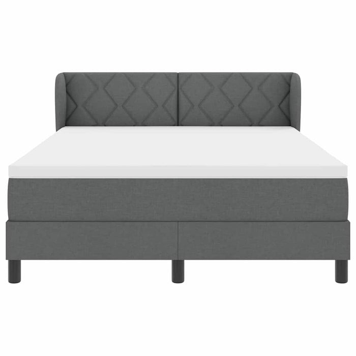 Pat cu arcuri cu headboard Gri închis 160 x 200 cm țesătură WALTI