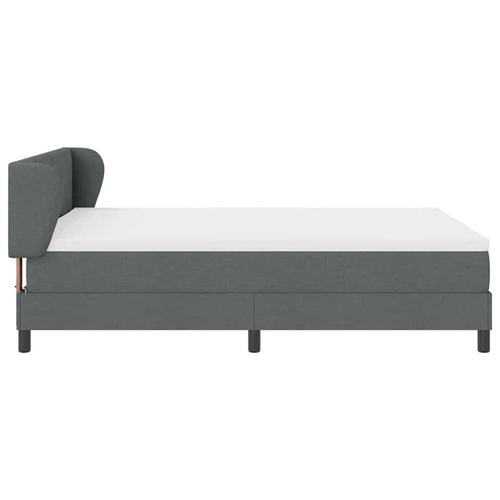 Pat cu arcuri cu headboard Gri închis 160 x 200 cm țesătură WALTI