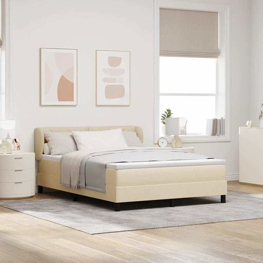 Pat cu arcuri cu headboard Crem 160 x 200 cm țesătură - WALTI WALTI