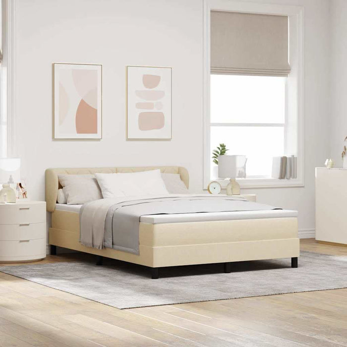 Pat cu arcuri cu headboard Crem 160 x 200 cm țesătură WALTI