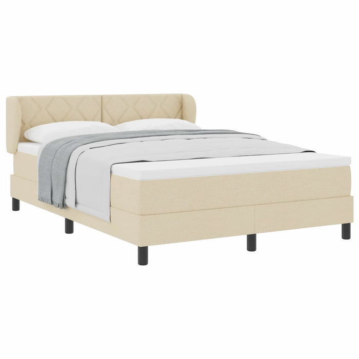Pat cu arcuri cu headboard Crem 160 x 200 cm țesătură WALTI