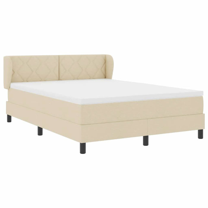 Pat cu arcuri cu headboard Crem 160 x 200 cm țesătură WALTI