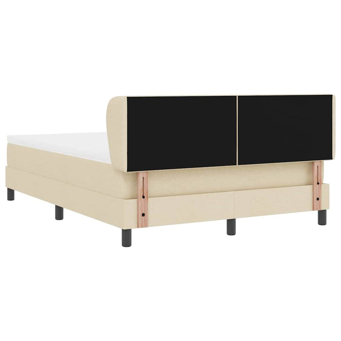 Pat cu arcuri cu headboard Crem 160 x 200 cm țesătură WALTI