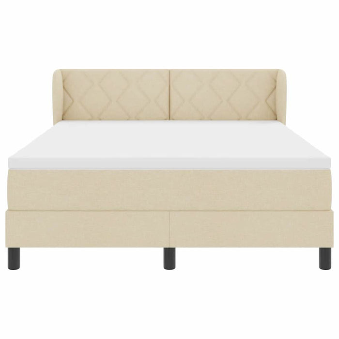 Pat cu arcuri cu headboard Crem 160 x 200 cm țesătură WALTI
