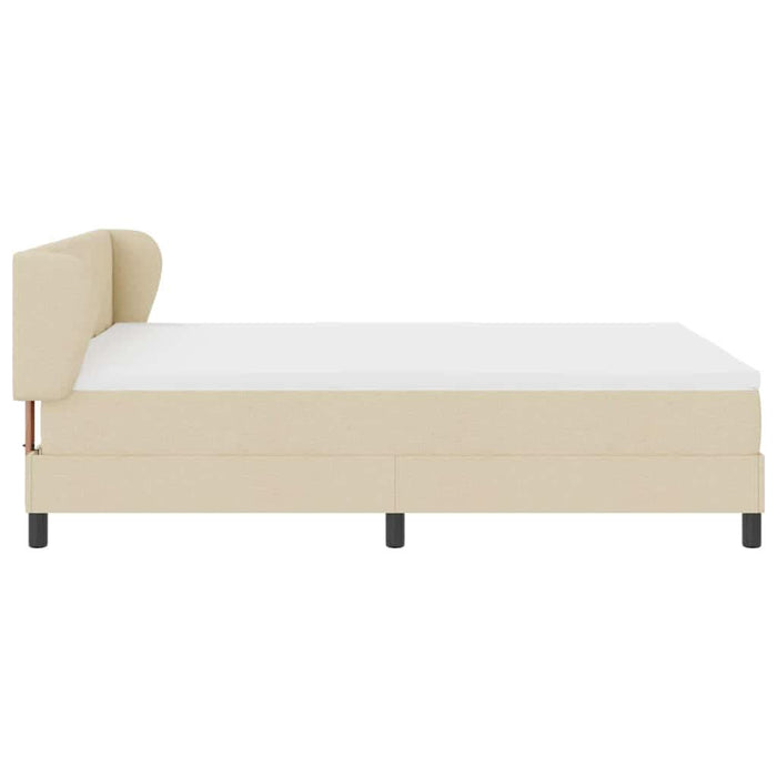 Pat cu arcuri cu headboard Crem 160 x 200 cm țesătură WALTI