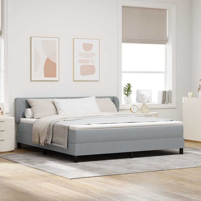 Pat cu arcuri cu headboard Gri deschis 180 x 200 cm țesătură WALTI