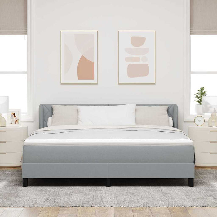 Pat cu arcuri cu headboard Gri deschis 180 x 200 cm țesătură WALTI