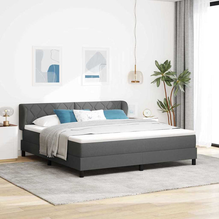 Pat cu arcuri cu headboard Gri închis 180 x 200 cm țesătură - WALTI WALTI