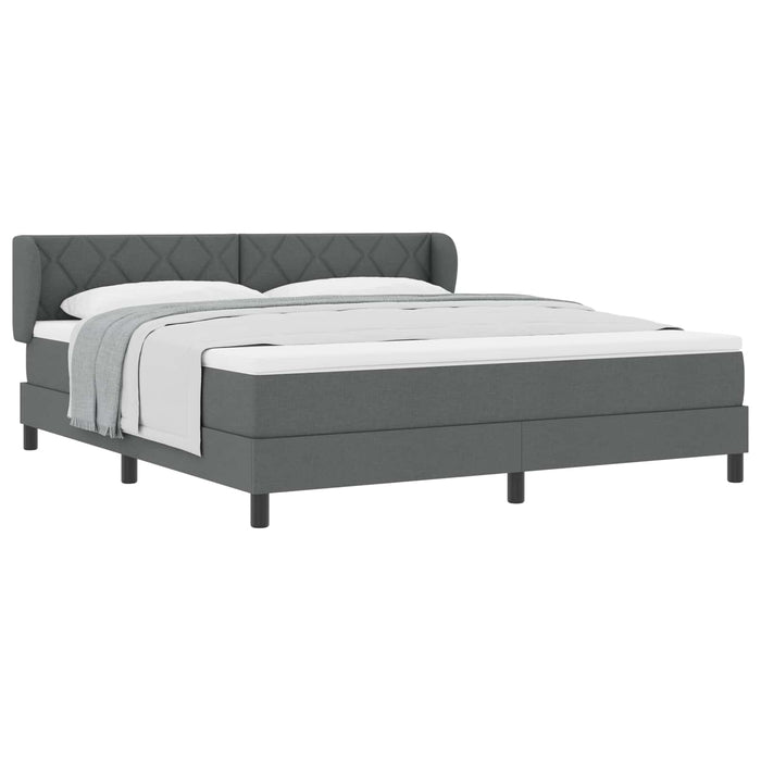 Pat cu arcuri cu headboard Gri închis 180 x 200 cm țesătură - WALTI WALTI
