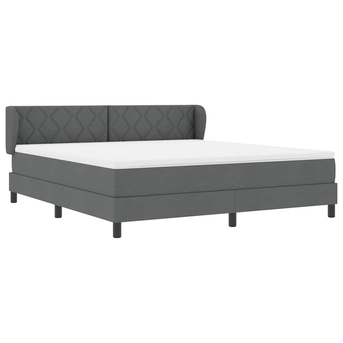 Pat cu arcuri cu headboard Gri închis 180 x 200 cm țesătură - WALTI WALTI