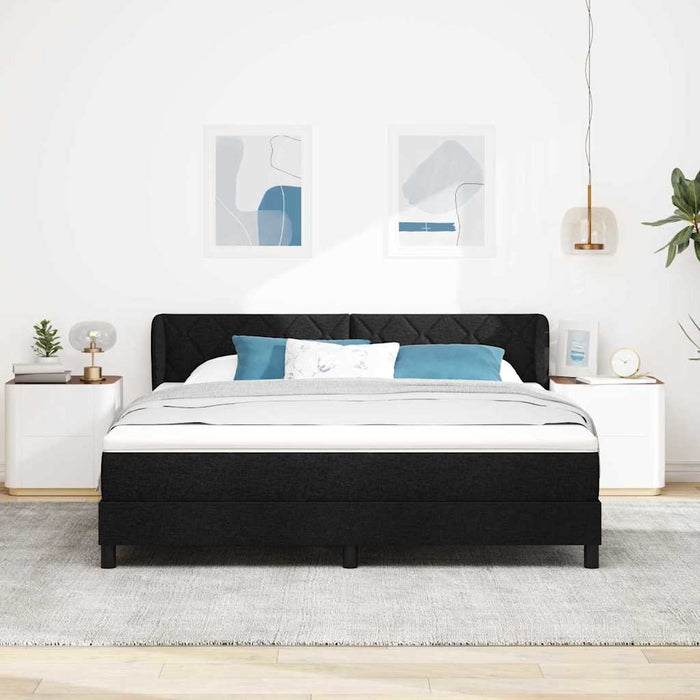 Pat cu arcuri cu headboard Negru 180 x 200 cm țesătură - WALTI WALTI