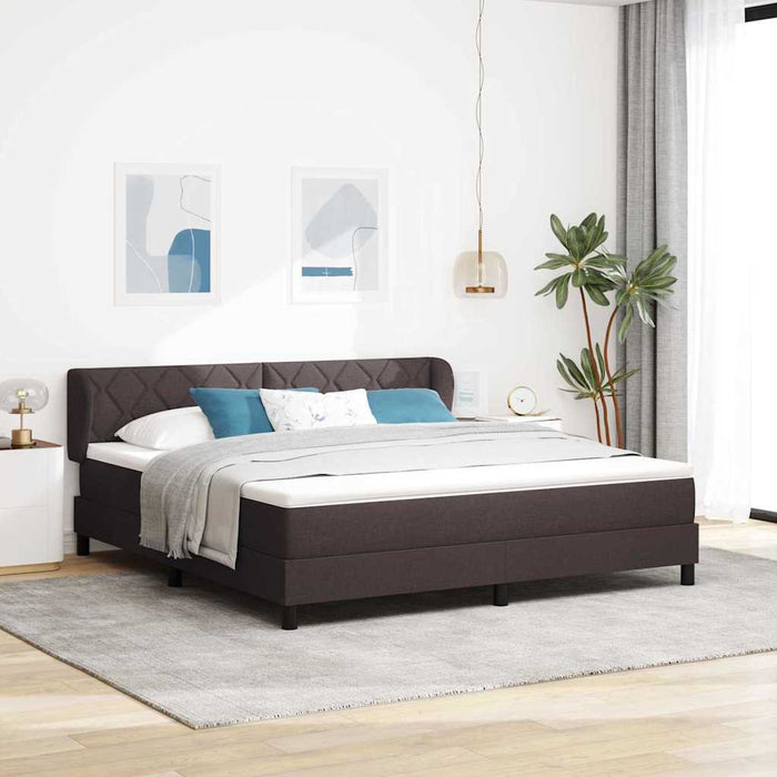 Pat cu arcuri cu headboard Maro închis 180 x 200 cm țesătură WALTI