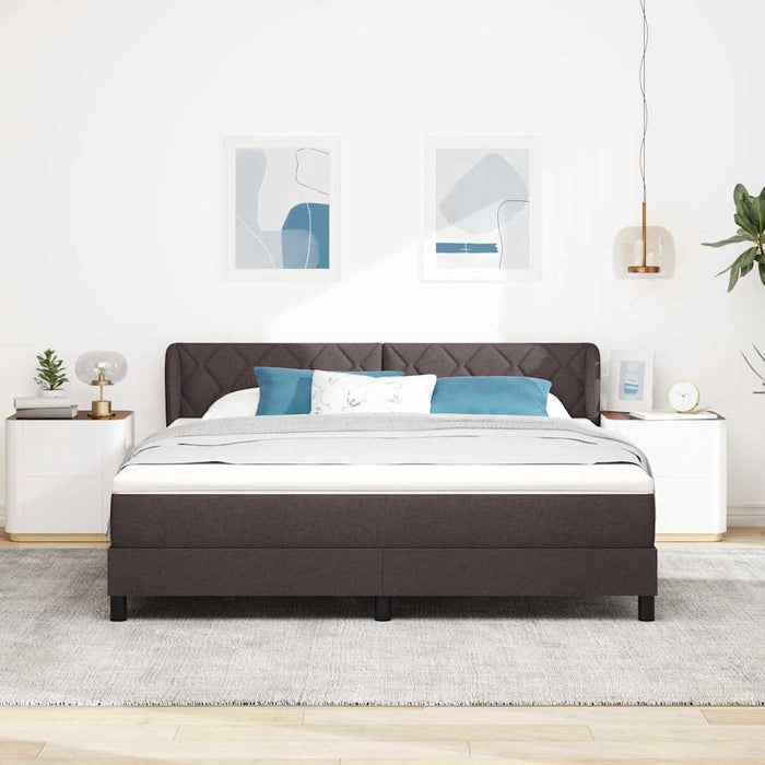 Pat cu arcuri cu headboard Maro închis 180 x 200 cm țesătură WALTI