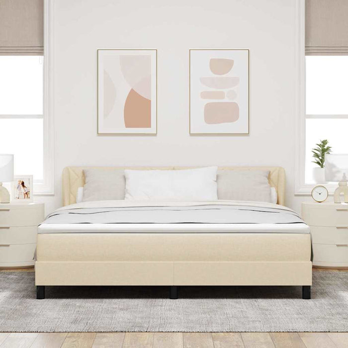 Pat cu arcuri cu headboard Crem 180 x 200 cm țesătură - WALTI WALTI